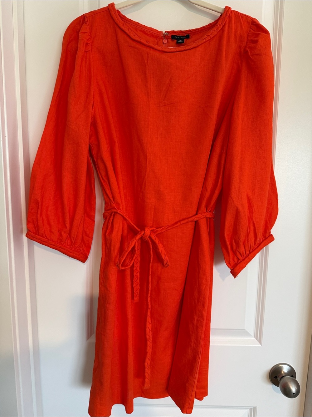 Ann Taylor Bright Orange Tie-Waist Dress